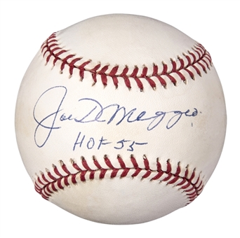 Joe DiMaggio Single Signed and Inscribed "HOF 55" OAL Budig Baseball (PSA/DNA)
